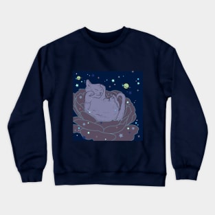 flower cat in space Crewneck Sweatshirt